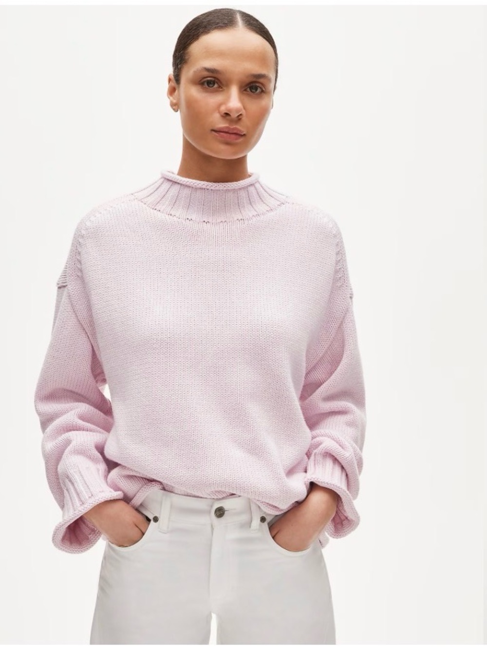 J.Crew Rollneck 2025 Sweater Pink Peppermint Ice XL